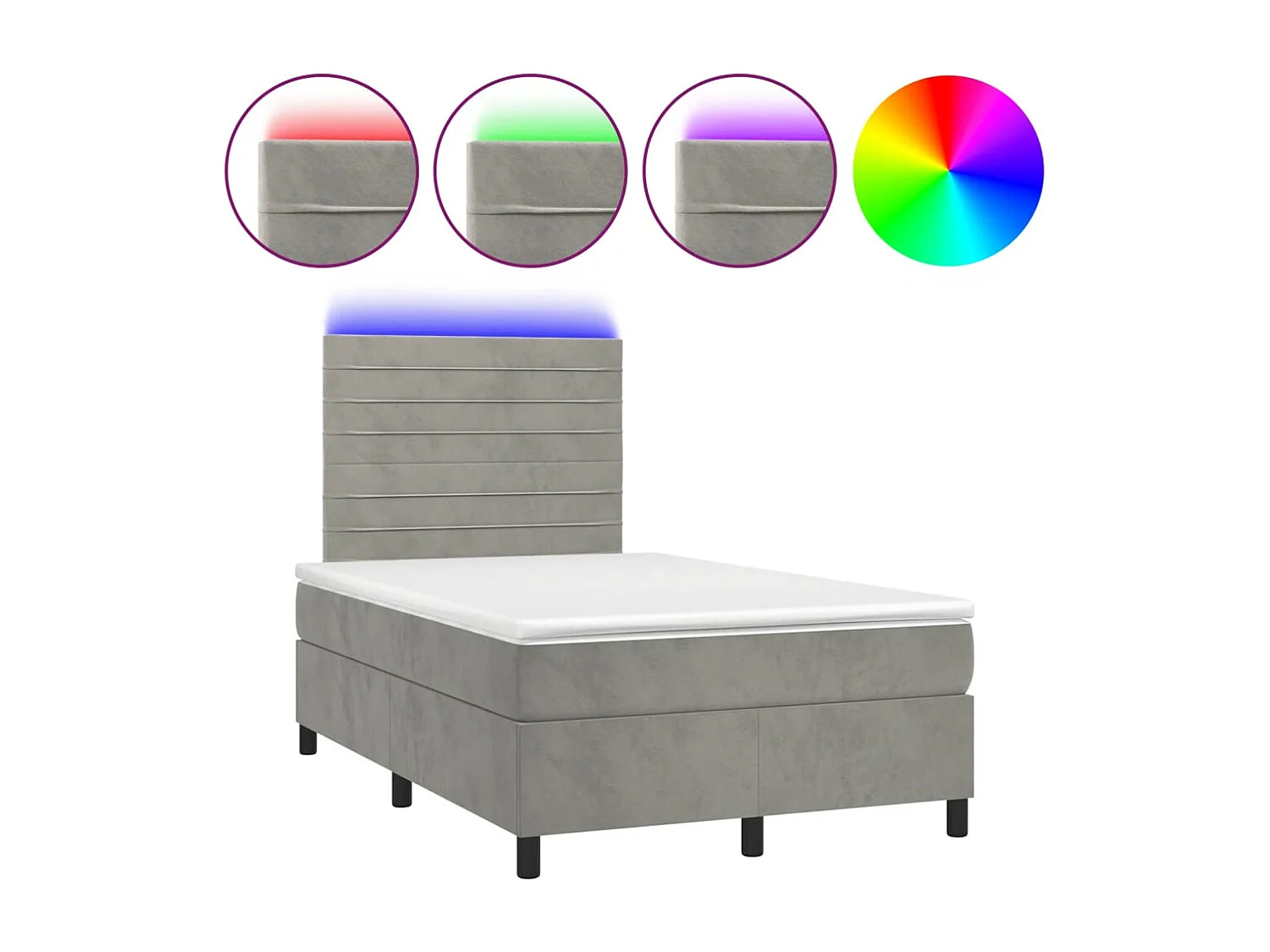 Cadre de lit LED tissu grise 203 x 120 x 128 cm TDL0207870