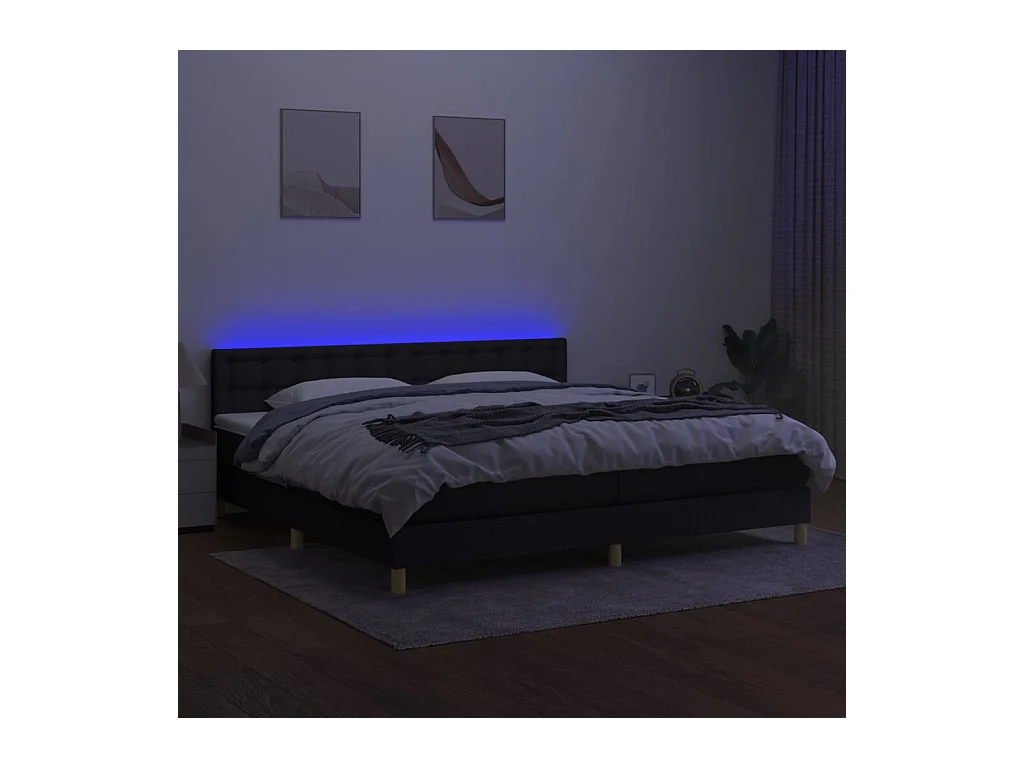 Cadre de lit LED tissu noire 203 x 200 x 88 cm TDL0208132