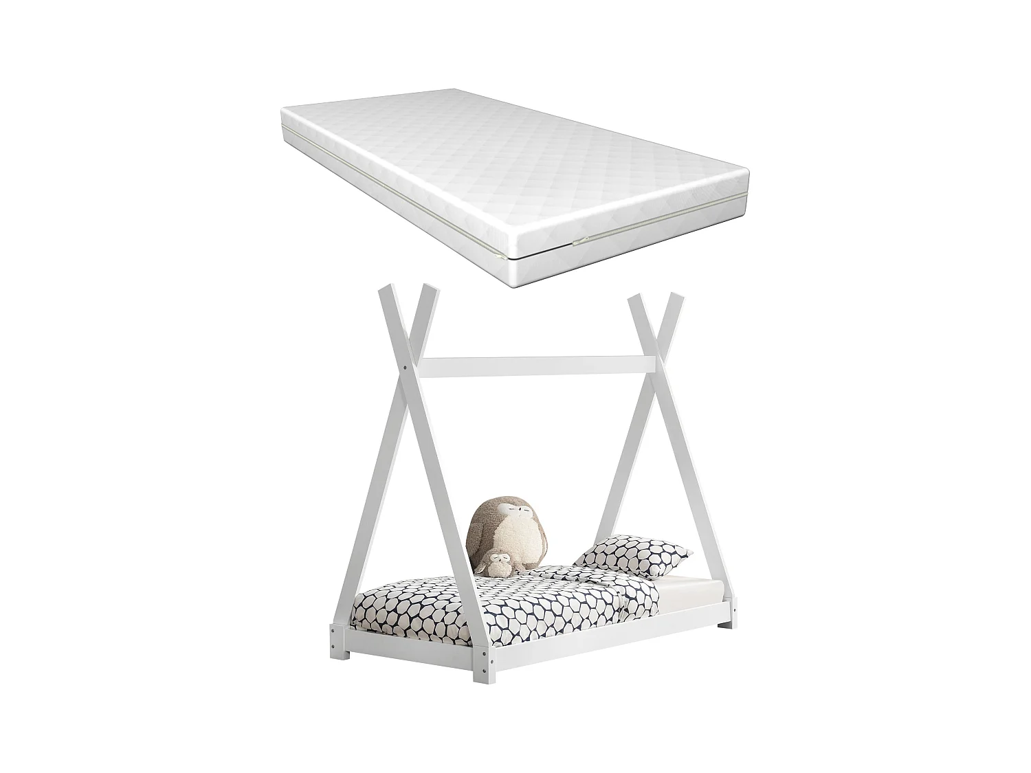 Lit tipi pour enfant bois blanche 168 x 86 x 150 cm 03_0002646