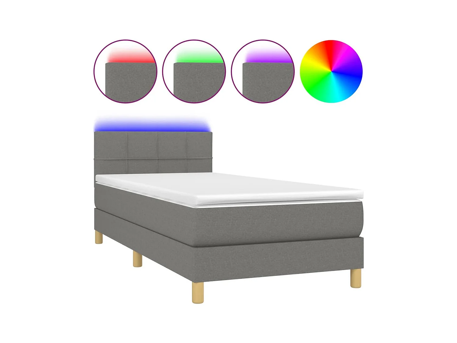 Cadre de lit LED tissu grise 203 x 100 x 88 cm TDL0208453