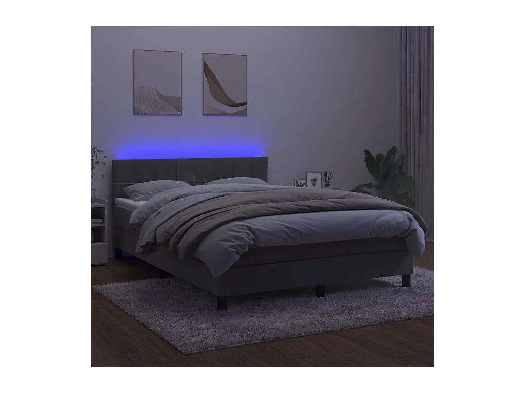 Cadre de lit LED tissu grise 203 x 144 x 88 cm TDL0207846