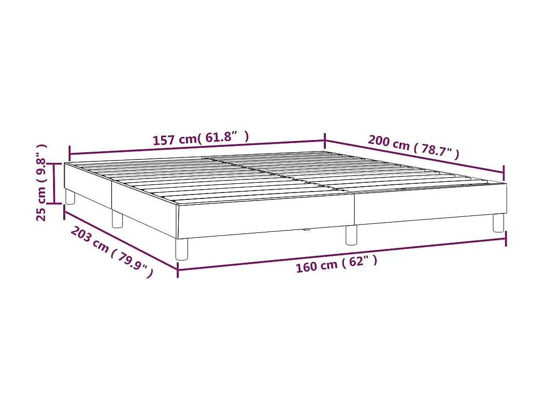 Sommier à lattes sur tissu grise 203 x 160 x 25 cm TDL0207126