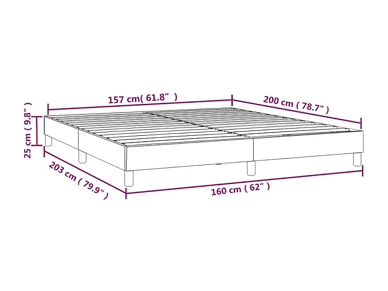 Sommier à lattes sur tissu grise 203 x 160 x 25 cm TDL0207126