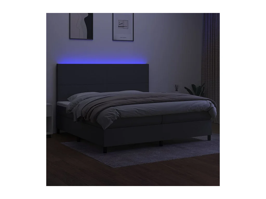 Cadre de lit LED tissu grise 203 x 200 x 128 cm TDL0208304
