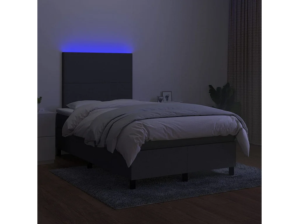 Cadre de lit LED tissu grise 203 x 120 x 128 cm TDL0208412