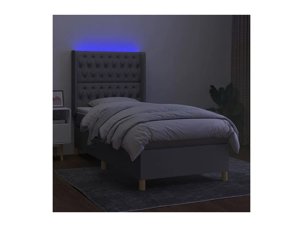 Cadre de lit LED tissu grise 203 x 103 x 128 cm TDL0207933