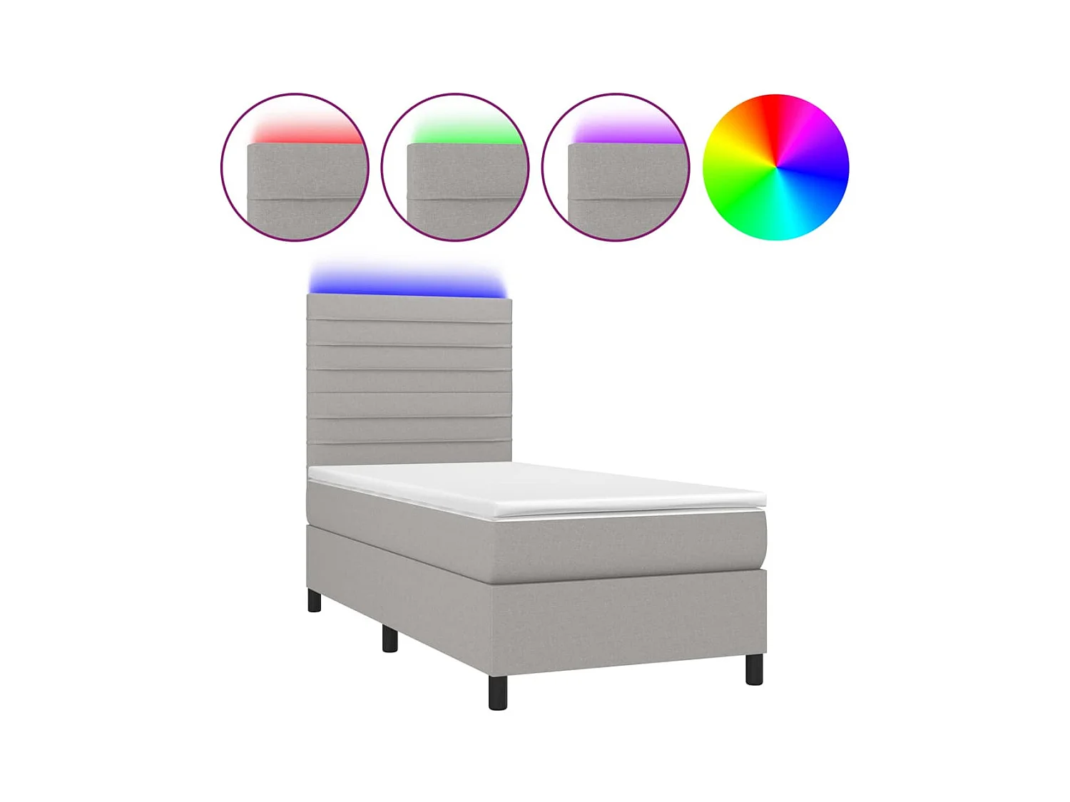 Cadre de lit LED tissu grise 203 x 100 x 128 cm TDL0207942