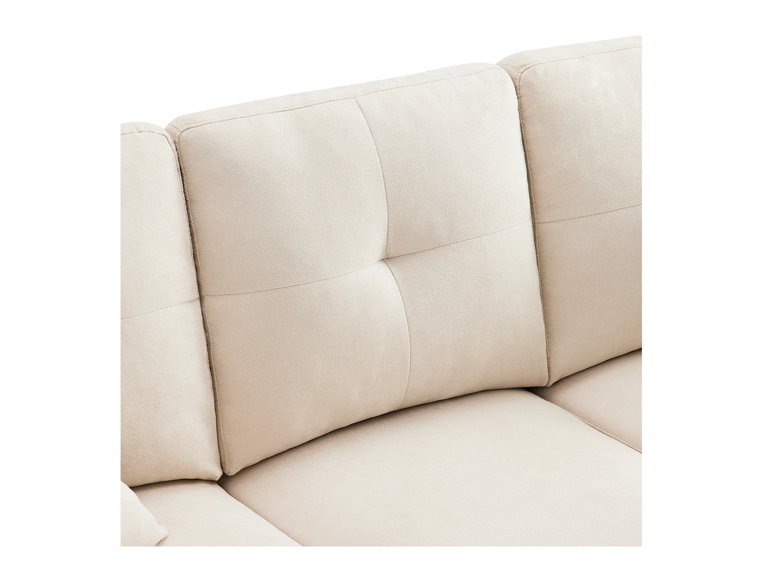 Nowoczesna sofa 3-osobowa w kształcie litery L - z 2 uchwytami na kubki - 2 poduszki - z przechowywaniem - beżowy