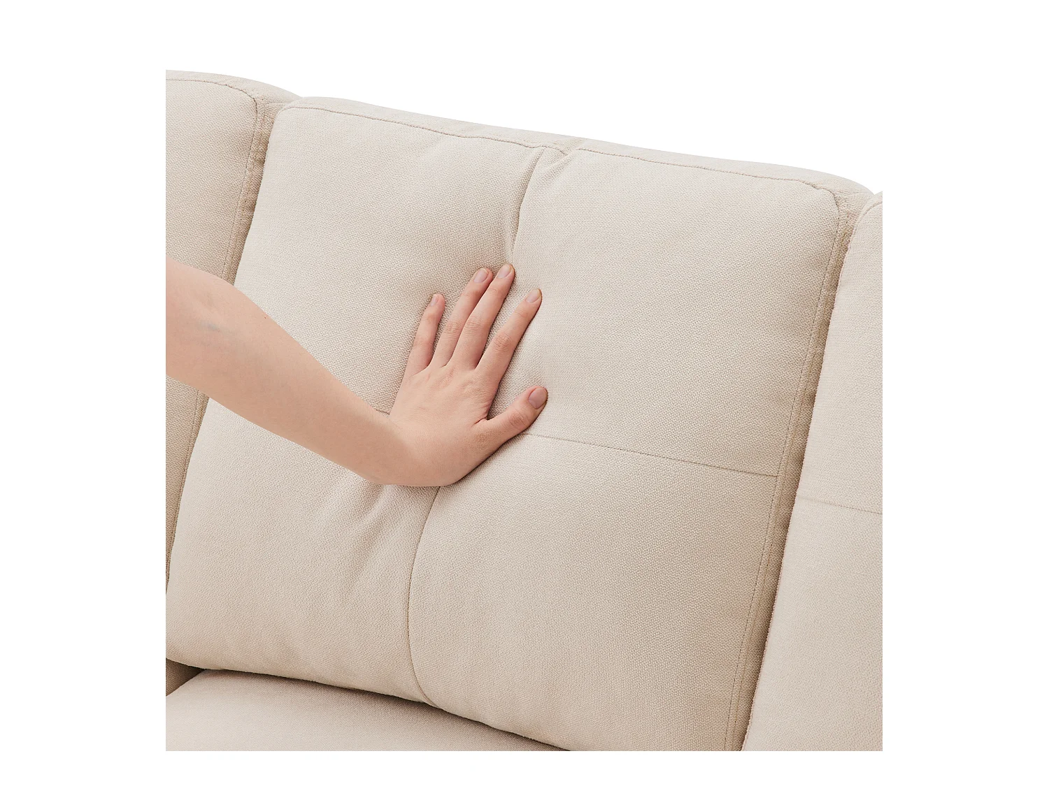 Nowoczesna sofa 3-osobowa w kształcie litery L - z 2 uchwytami na kubki - 2 poduszki - z przechowywaniem - beżowy