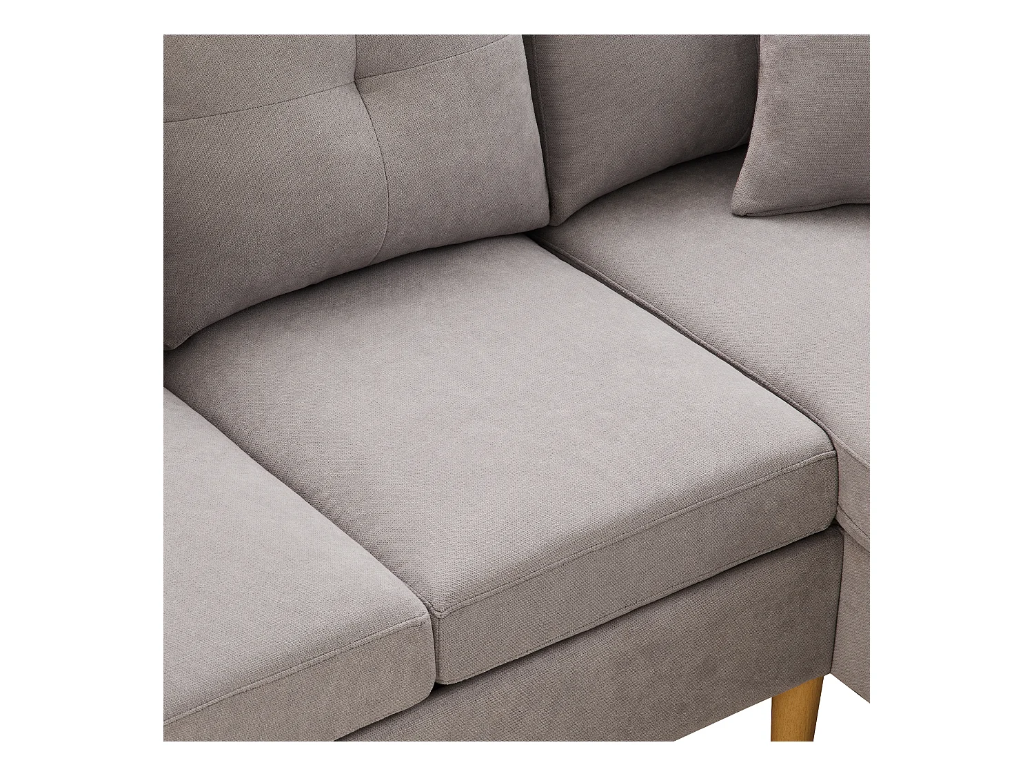 Nowoczesna sofa 3-osobowa w kształcie litery L - z 2 uchwytami na kubki - 2 poduszki - z przechowywaniem - jasnoszary