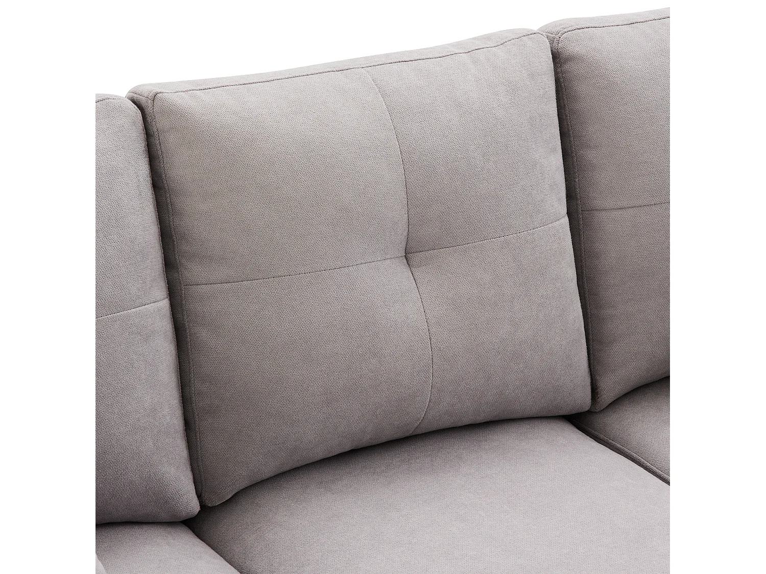 Canapé 3 places moderne en L - avec 2 porte-gobelets - 2 coussins - avec rangement - gris clair