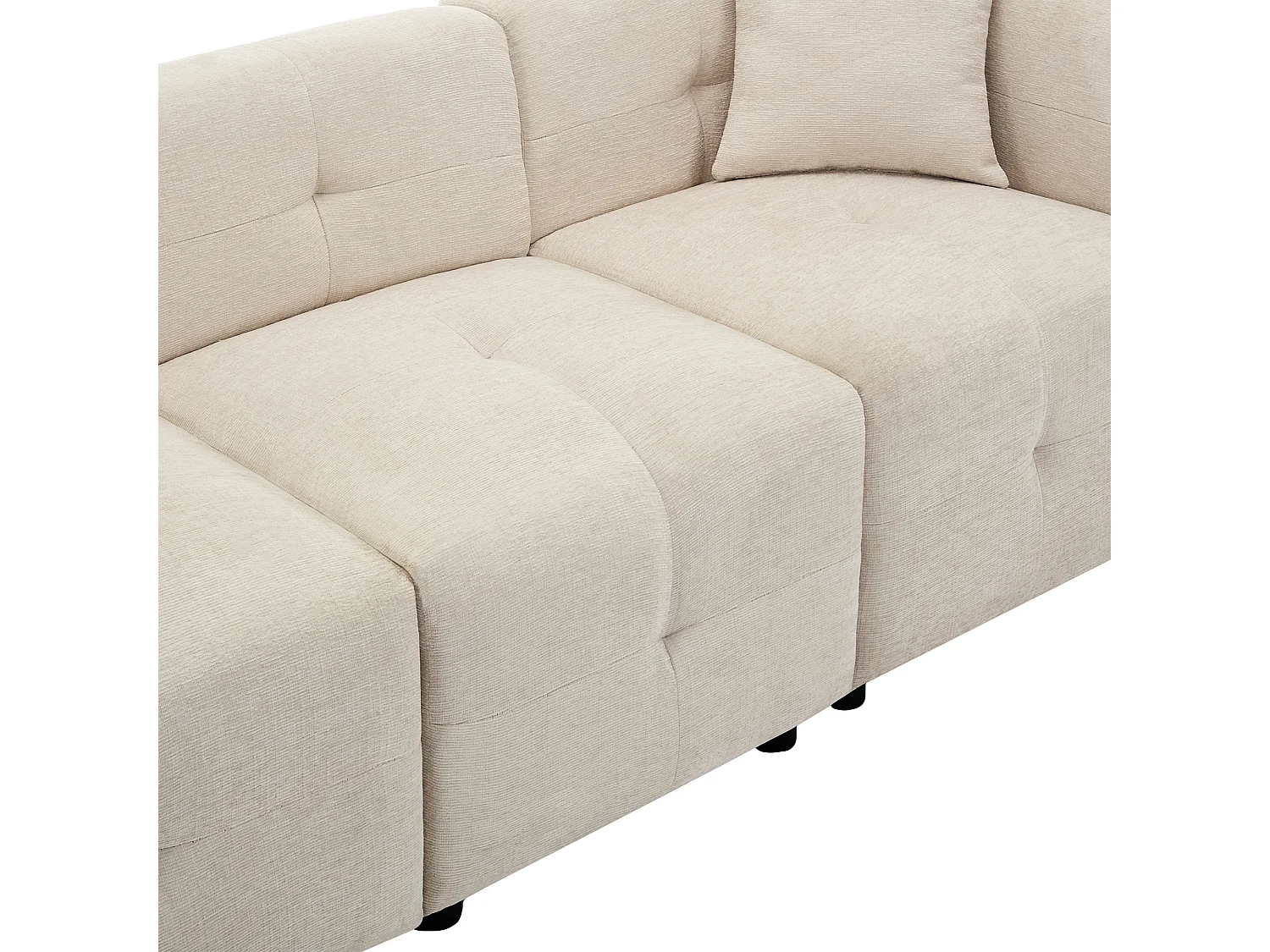 Ecksofa 3-Sitzer - mit Stauraum - abnehmbarer Fußhocker - 2 Kissen - beige