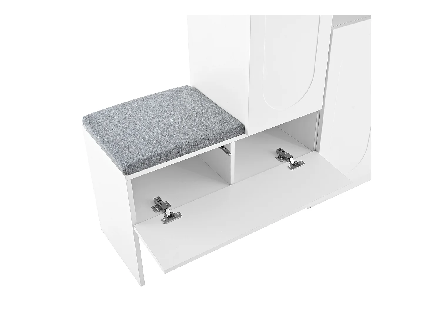 Meuble à chaussures multifonctionnelle - avec un siège rembourré - avec 4 portes et 1 tiroir - Blanc