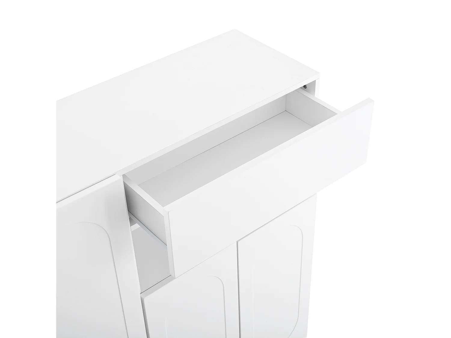 Meuble à chaussures multifonctionnelle - avec un siège rembourré - avec 4 portes et 1 tiroir - Blanc