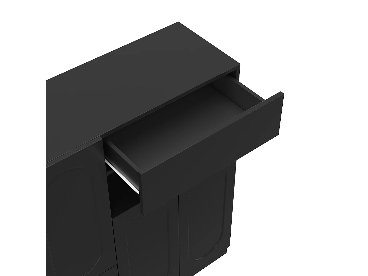 Multifunktionaler Schuhschrank - mit gepolstertem Sitz - mit 4 Türen und 1 Schublade - Schwarz