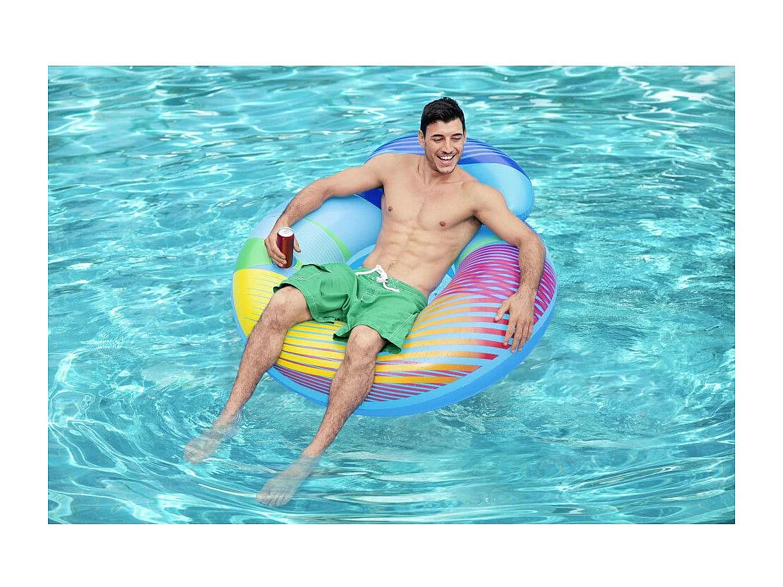 Bouée avec dossier et lumière LED - Swim Bright - 118 x 117 cm