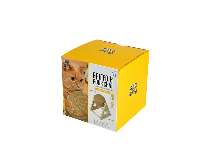 Griffoir Pour Chat "Boule Rotative" 20cm Naturel