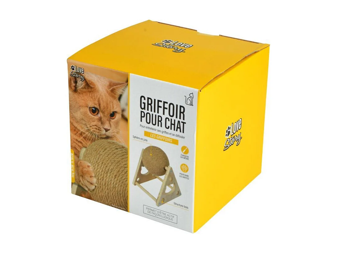 Griffoir Pour Chat "Boule Rotative" 20cm Naturel