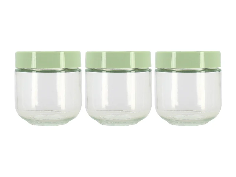 Menastyl - Lot De 3 Pots 30cl En Verre Et Plastique Vert