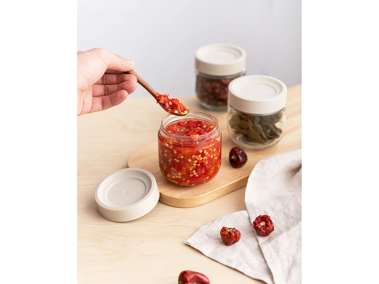 Menastyl - Lot De 3 Pots 30cl En Verre Et Plastique Vert