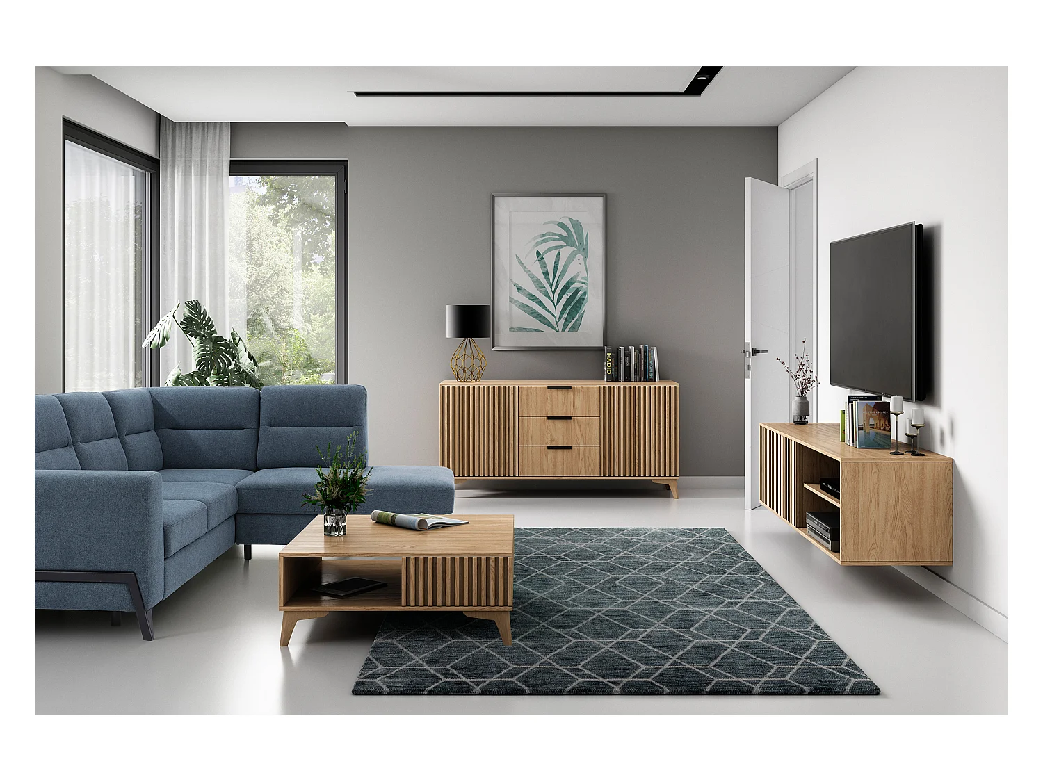 Buffet bois clair rainuré – Collection Bazen