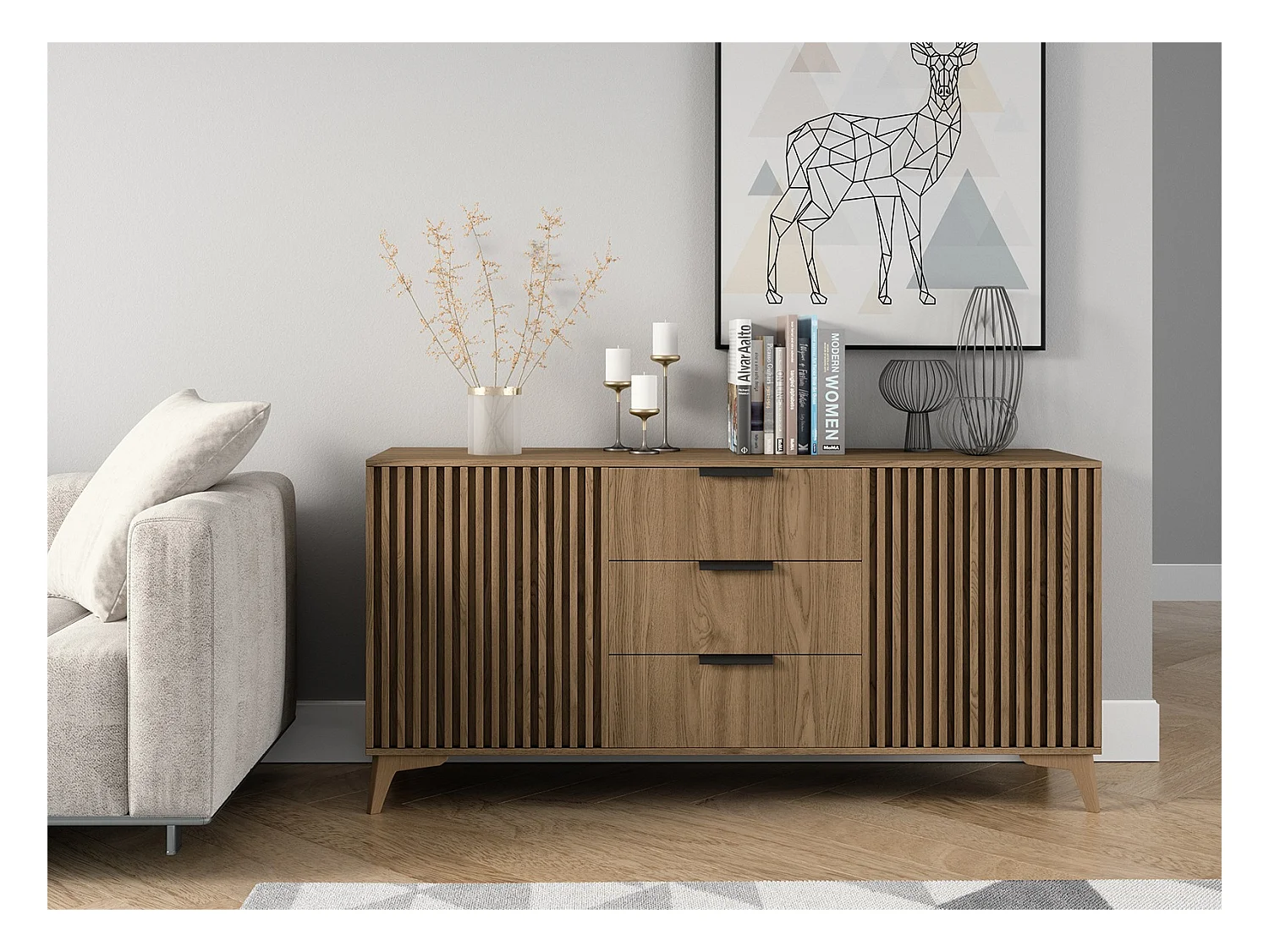 Buffet bois clair rainuré – Collection Bazen