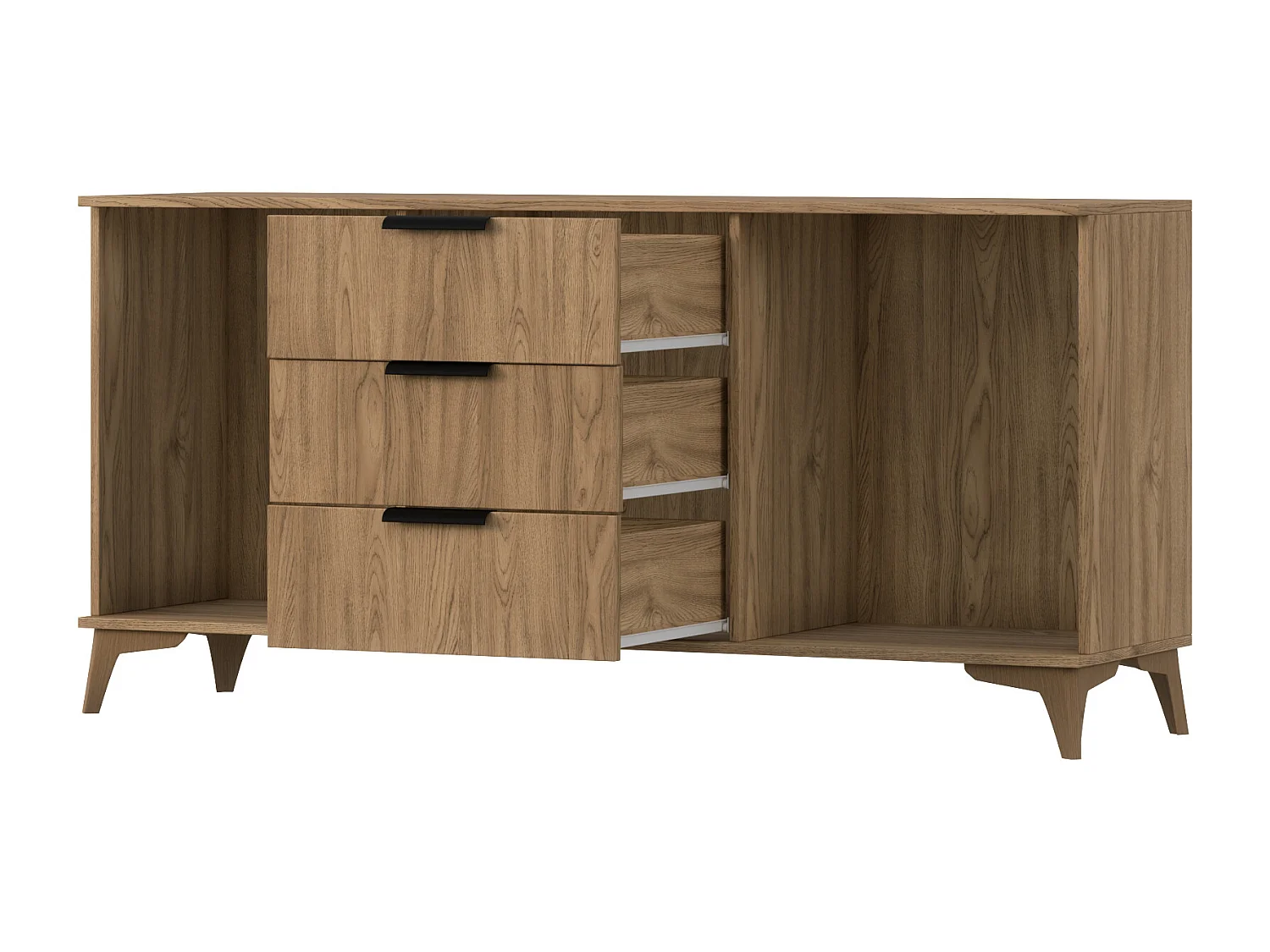 Gegroefd lichthouten dressoir – Bazen Collection