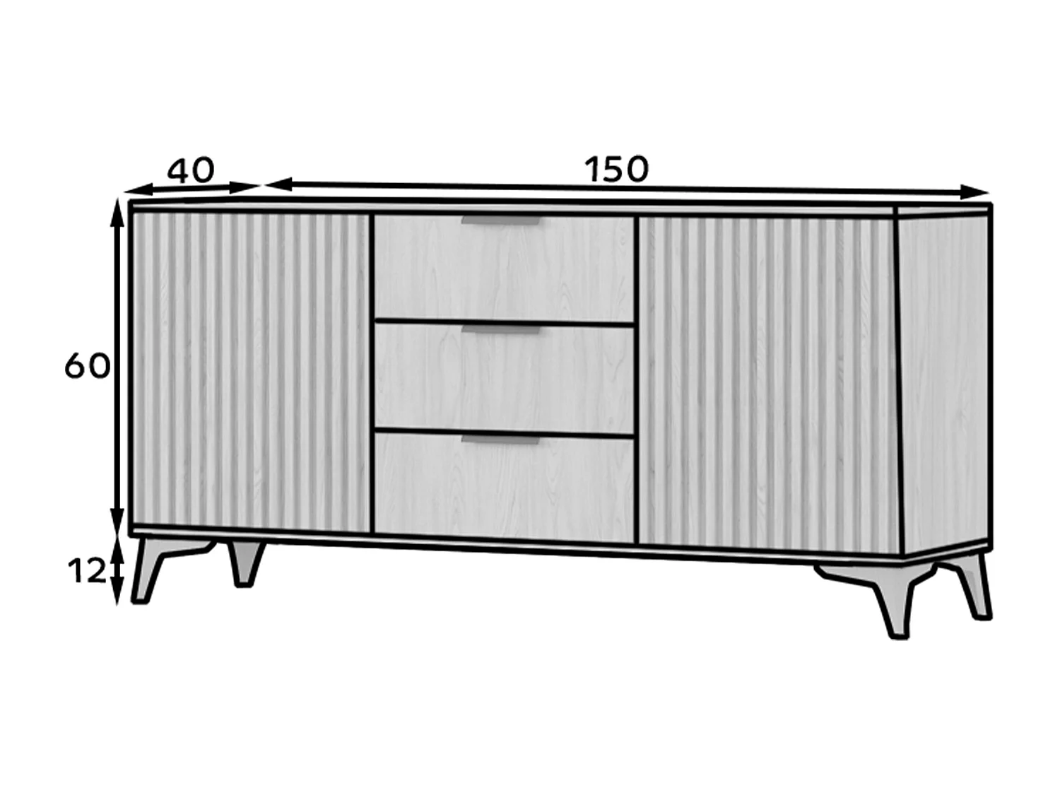Gegroefd lichthouten dressoir – Bazen Collection