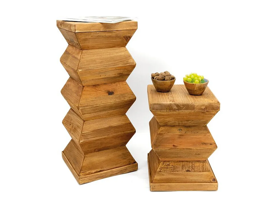 Bout de canapé totem en pin recyclé - REWOOD