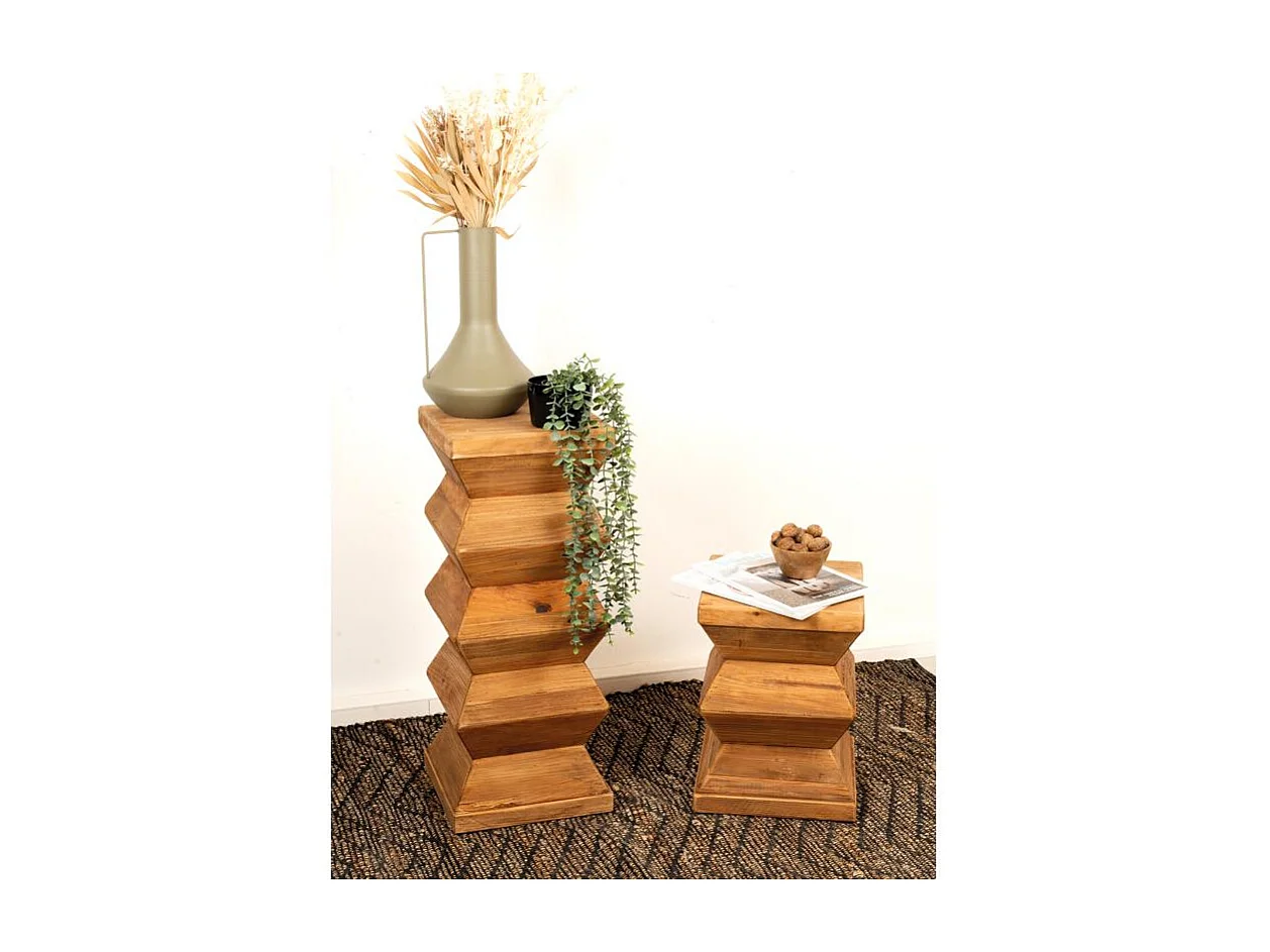 Bout de canapé totem en pin recyclé - REWOOD