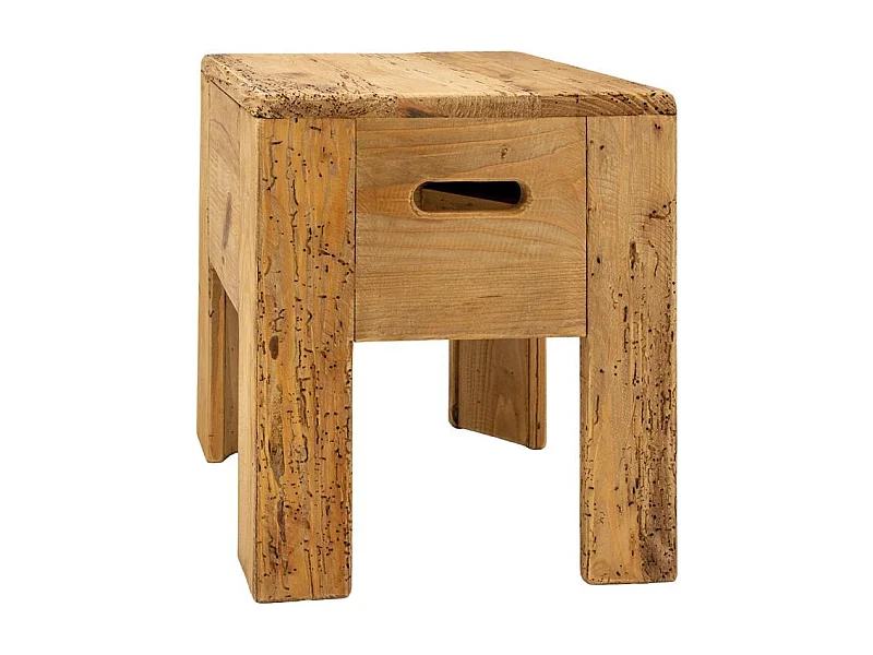 Tabouret carré pin recyclé – REWOOD