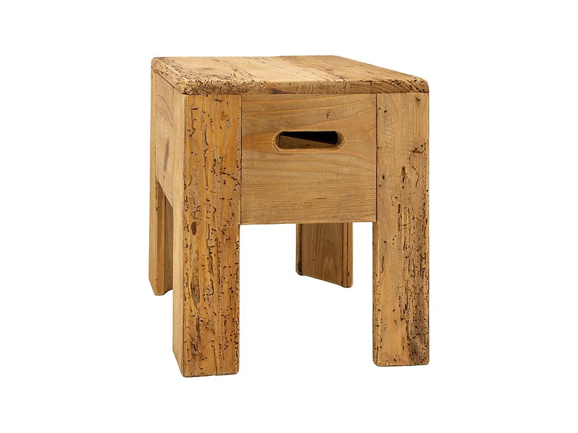 Tabouret carré pin recyclé – REWOOD