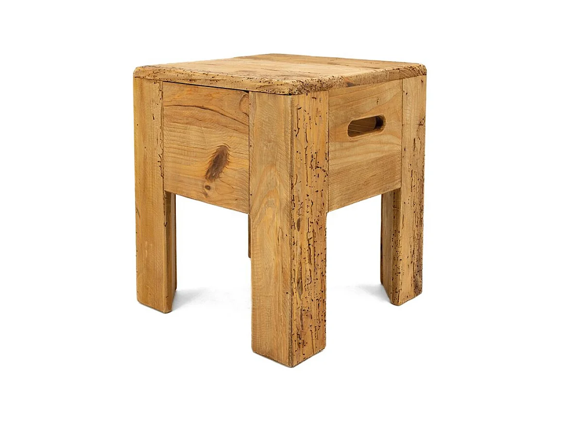 Tabouret carré pin recyclé – REWOOD