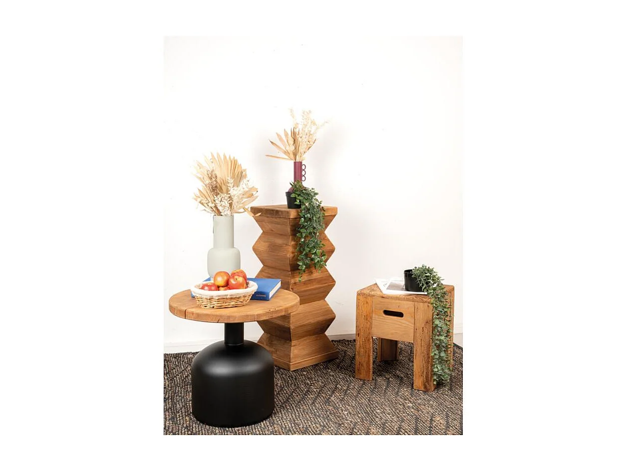 Tabouret carré pin recyclé – REWOOD