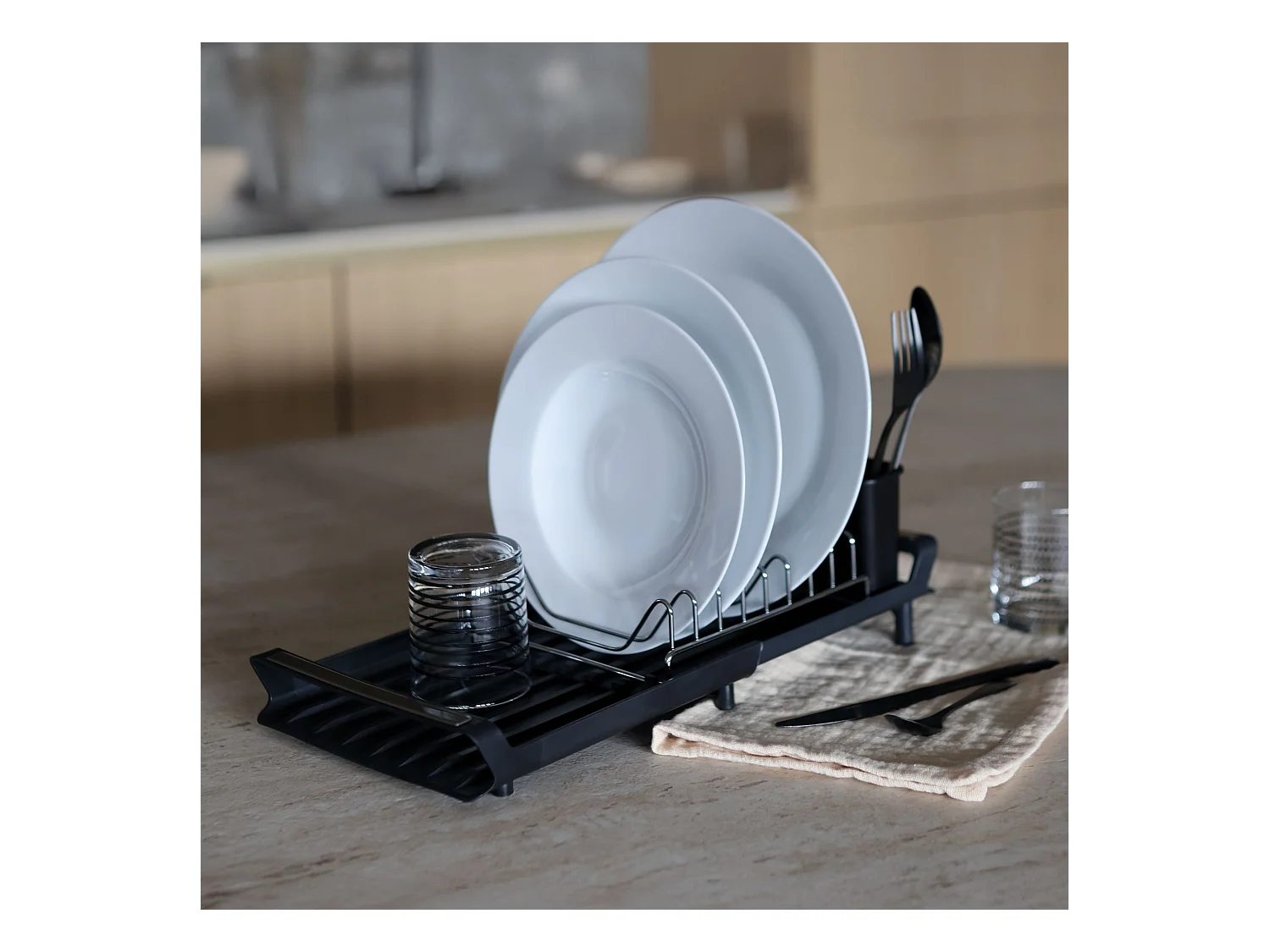 Menastyl - égouttoir A Vaisselle Extensible 28x20cm En Polypropylene Noir