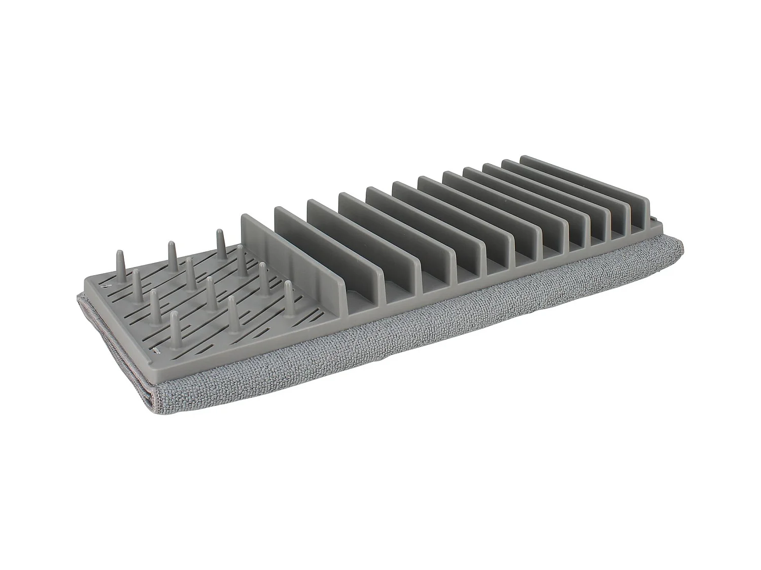 Menastyl - égouttoir A Vaisselle En Polypropylene Avec Tapis En Polyester Gris