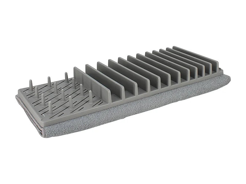 Menastyl - égouttoir A Vaisselle En Polypropylene Avec Tapis En Polyester Gris