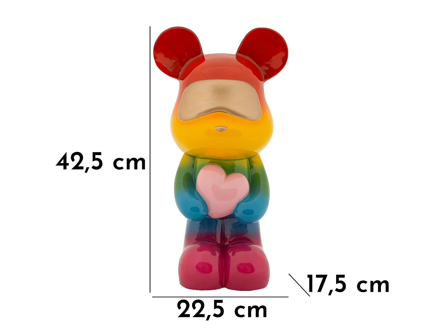 Veelkleurige teddybeerfiguur van hars, 22,50 x 17,5 x 42,5 cm
