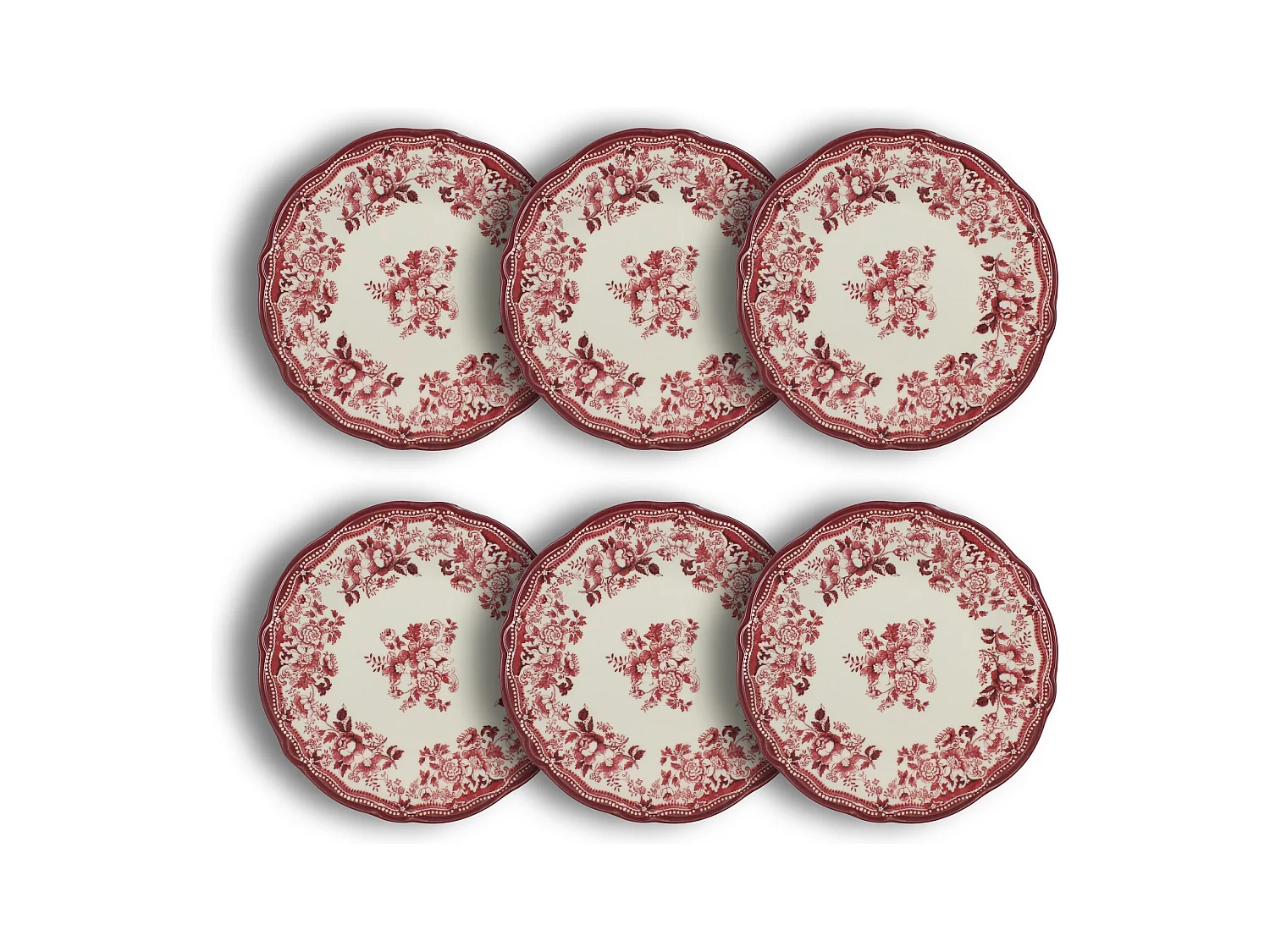 Novastyl - Lot De 6 Assiettes Plates Faustine 26cm En Porcelaine Rose