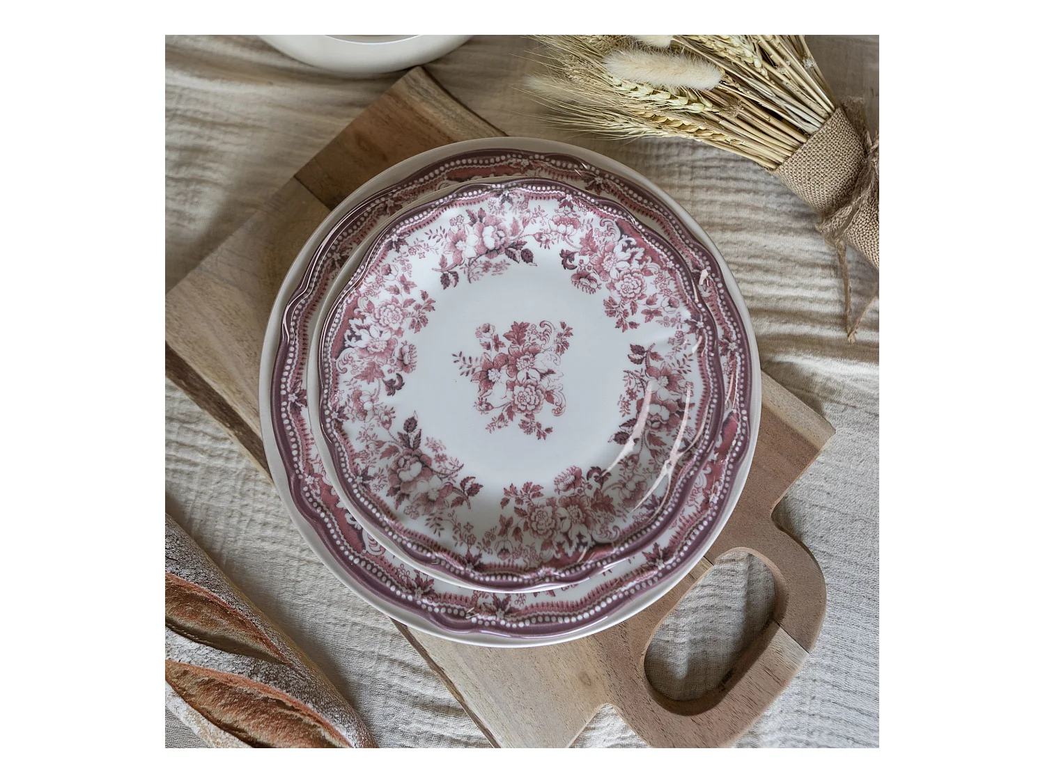 Novastyl - Lot De 6 Assiettes Plates Faustine 26cm En Porcelaine Rose