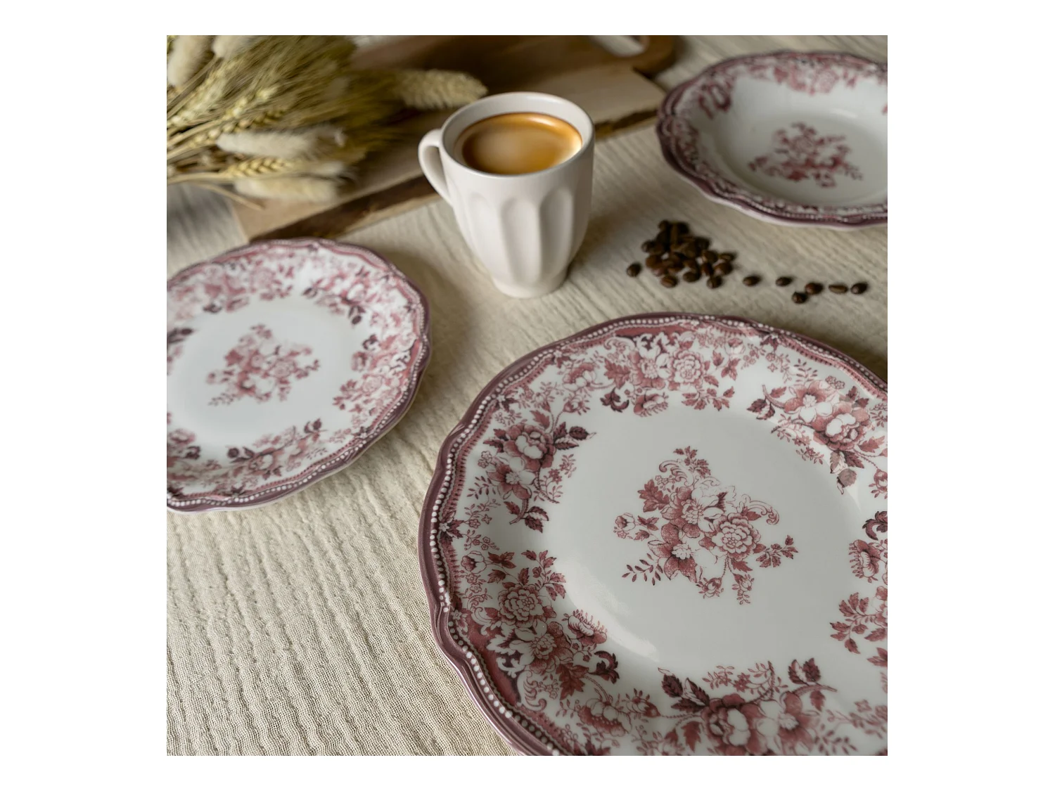 Novastyl - Lot De 6 Assiettes Plates Faustine 26cm En Porcelaine Rose