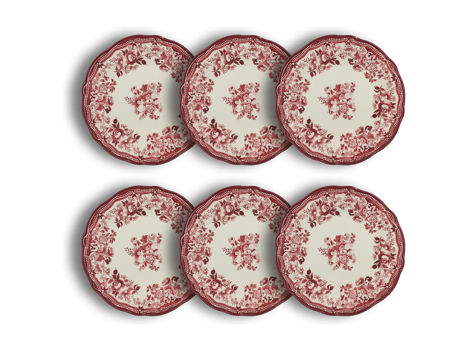 Novastyl - Lot De 6 Assiettes Plates Faustine 26cm En Porcelaine Rose