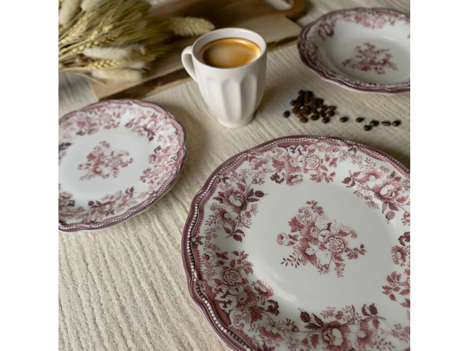 Novastyl - Lot De 6 Assiettes Plates Faustine 26cm En Porcelaine Rose