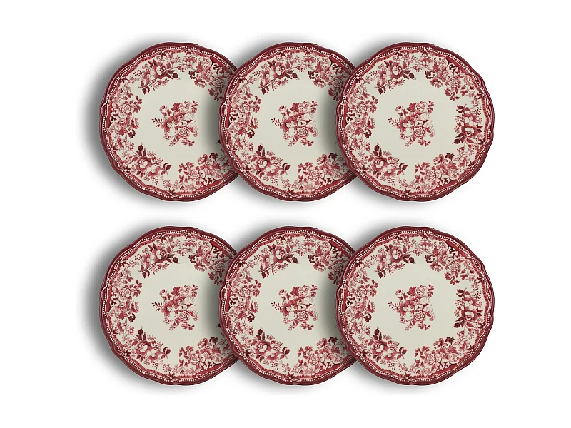 Novastyl - Lot De 6 Assiettes Plates Faustine 26cm En Porcelaine Rose