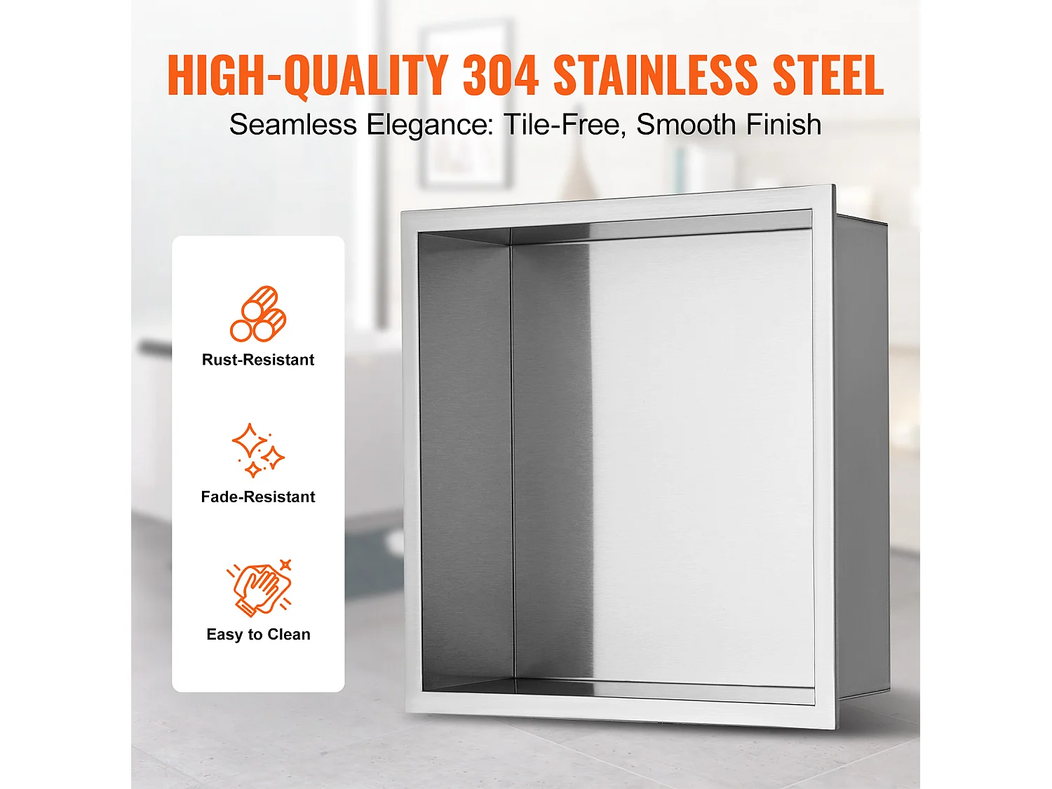 Niche de Douche SucceBuy, en Acier Inoxydable, 33x33 cm, Étagère Double Encastrée dans le Mur