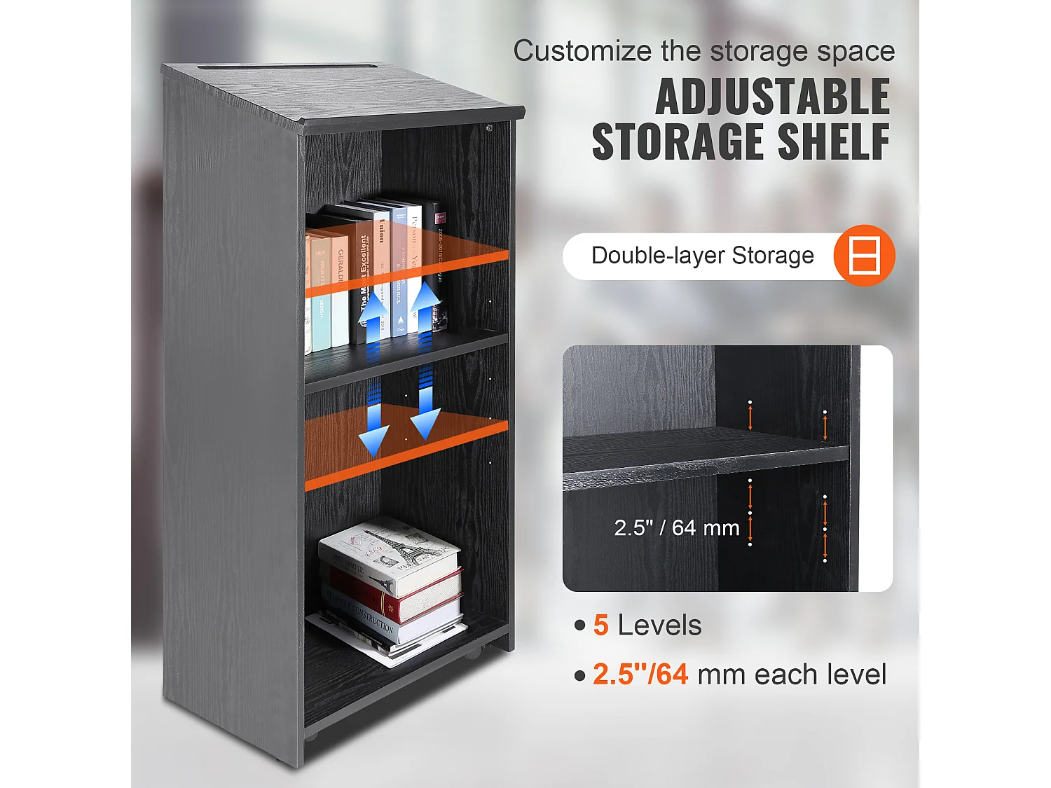 Support de Podium SucceBuy, avec Roulettes et Étagère de Rrangement, pour Présentation Réception Bureau École Église Restaurant, Noir