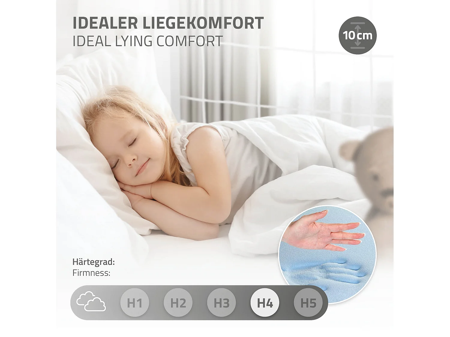 Lit d'enfant 70x140 cm avec matelas H10 cm en mousse cadre blanc en bois design football pin massif robuste avec sommier à lattes et filet de but