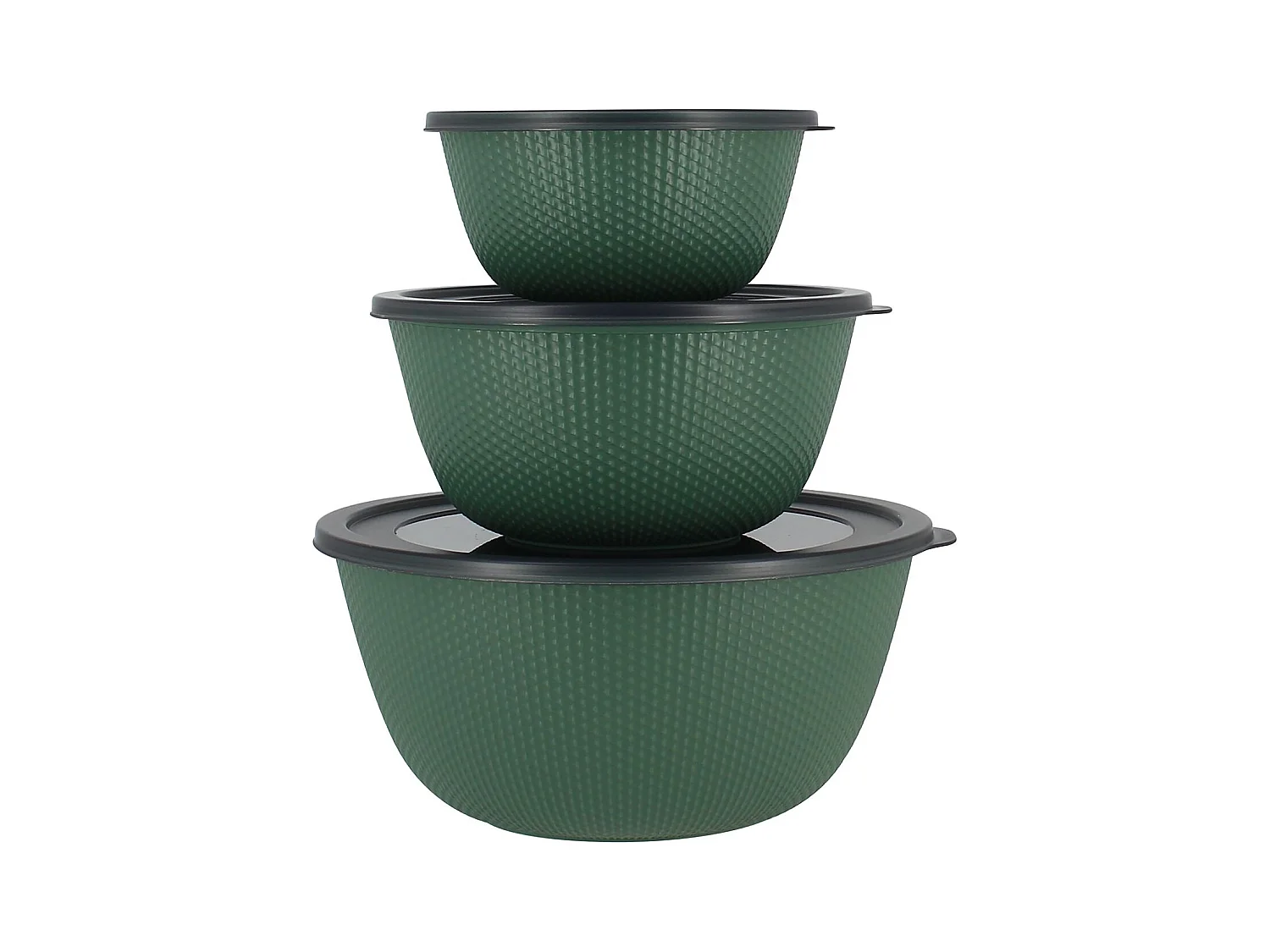 Menastyl - Lot 3 Bols Conservation Rondes En Plastique Vert Avec Couvercle