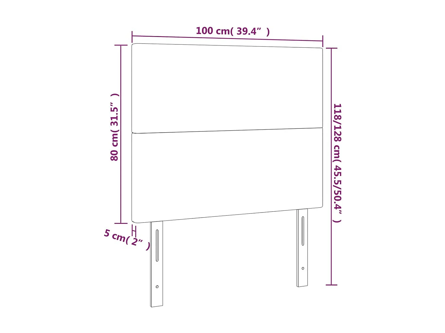 Tête de lit accessoire blanche 100 x 5 x 18 cm TDL0201953