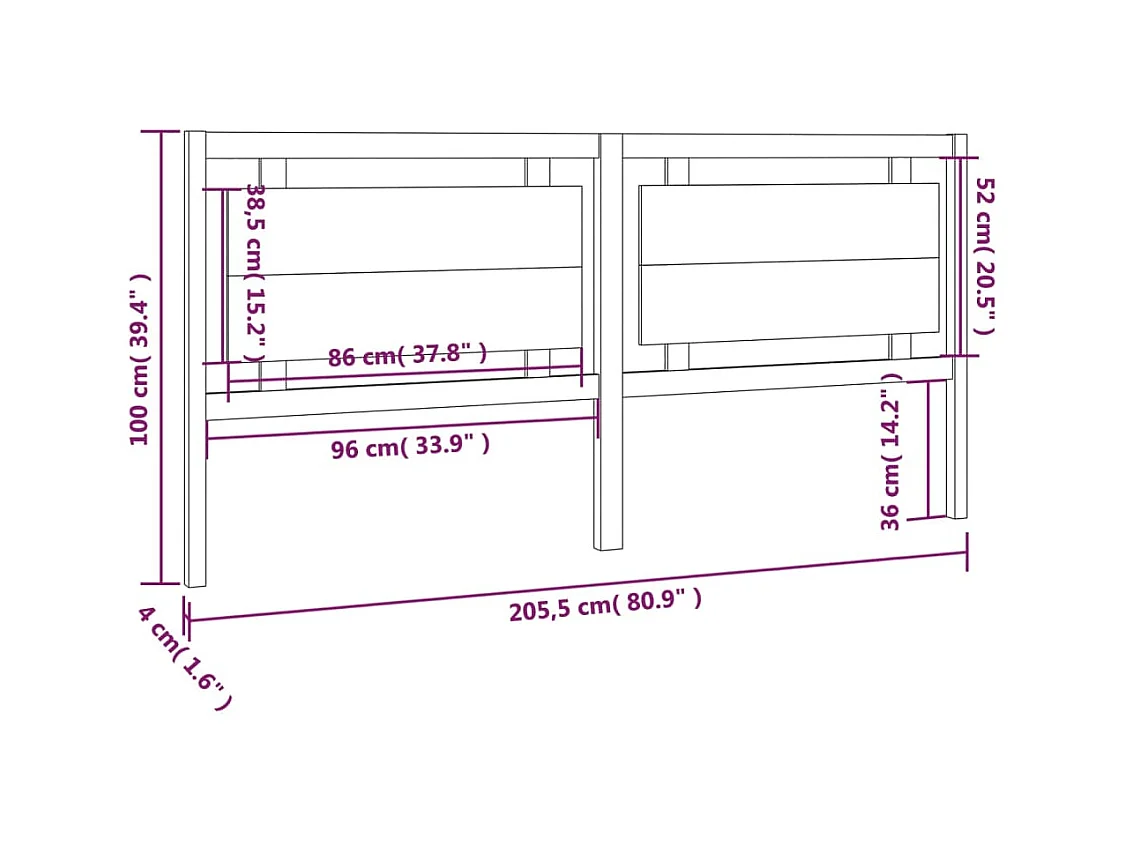 Tête de lit accessoire bois blanche 205.5 x 4 x 100 cm TDL0203741